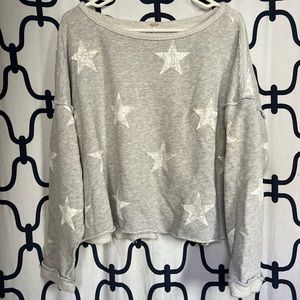 Gray Free People Raw Star Edge Sweatshirt